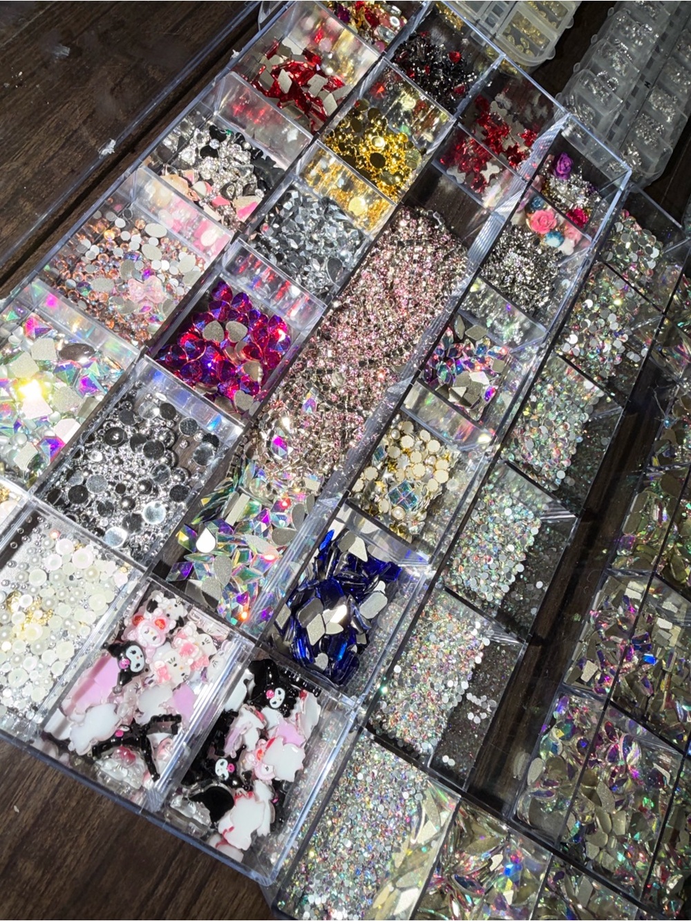 HUGE collection of nail art supplies rhinestones , crystals , hello kitty& more